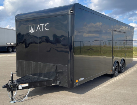 New ATC 24' ROM 400 Blackout Aluminum Car Hauler Trailer: AC, Escape Door, Coin Floor