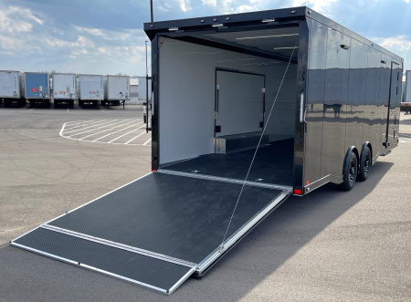 New ATC 24' ROM 400 Blackout Aluminum Car Hauler Trailer: AC, Escape Door, Coin Floor