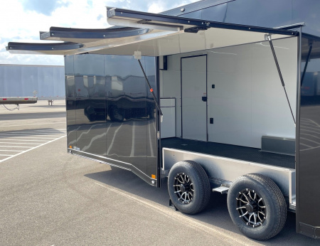 New ATC 24' ROM 400 Blackout Aluminum Car Hauler Trailer: AC, Escape Door, Coin Floor