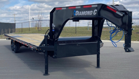 New Diamond C 28' DET 210 GN Deck Over Power Tilt Equipment Trailer: 23K GVWR, Spare, Solar