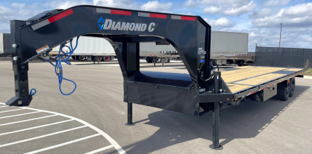 New Diamond C 28' DET 210 GN Deck Over Power Tilt Equipment Trailer: 23K GVWR, Spare, Solar