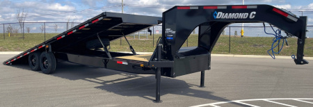 New Diamond C 28' DET 210 GN Deck Over Power Tilt Equipment Trailer: 23K GVWR, Spare, Solar