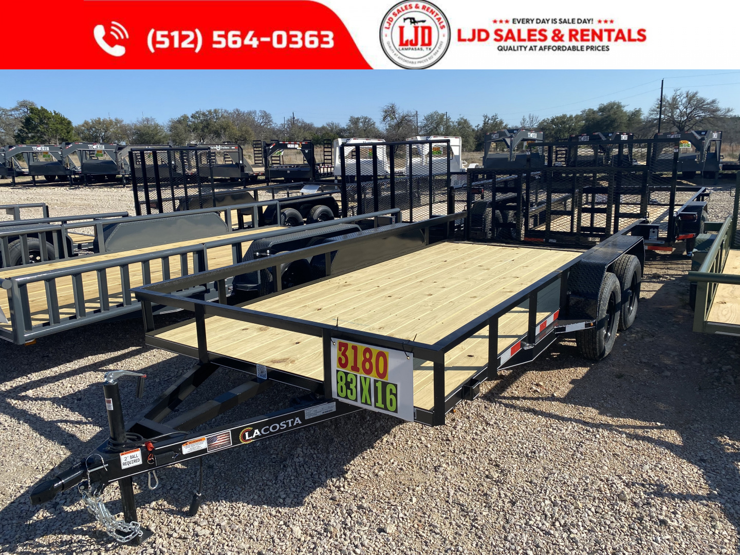 New 2026 Lacosta - 83"x 16' - Utility Trailer