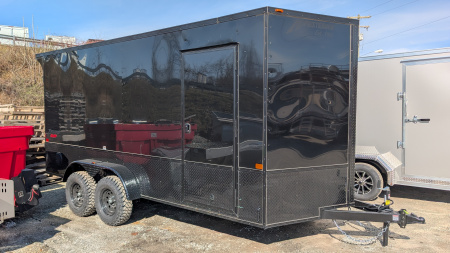 New 2026 Homesteader 7x16 Intrepid "OVERLAND" V-Nose Cargo Trailer w/ Ramp Door (84" INSIDE)