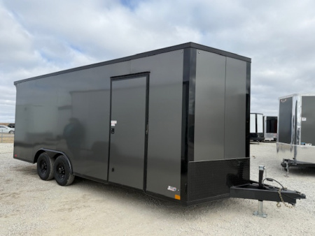 New 2026 Cross Charcoal/Black Trim 8.5'x20' 10k Alpha Flat Top V-Nose Enclosed Car Hauler Cargo Trailer