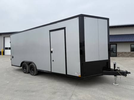 New 2026 Cross Silver/Black Trim 8.5'x20' 10k Alpha Flat Top V-Nose Enclosed Car Hauler Cargo Trailer