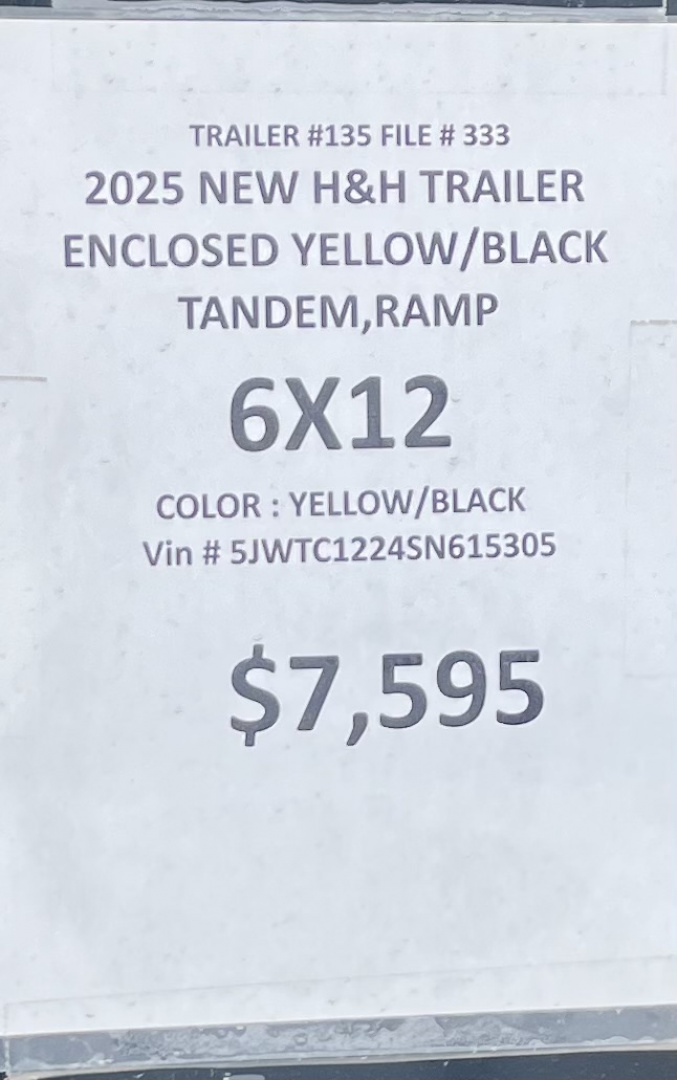 New 2025 H&H Trailers 6X12 ENCLOSED Cargo / Enclosed Trailer