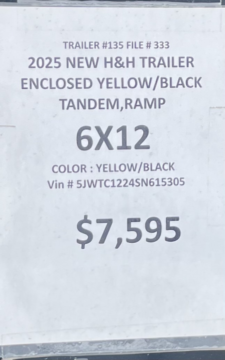 New 2025 H&H Trailers 6X12 ENCLOSED Cargo / Enclosed Trailer