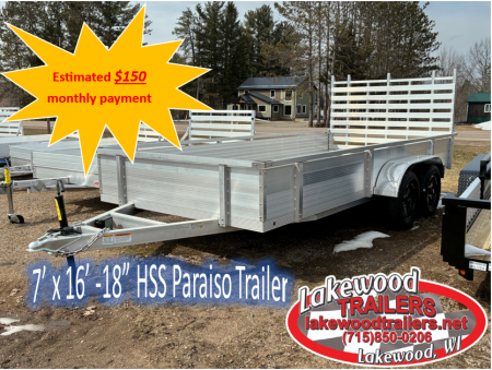 New 2025 Paraiso Global 7' x 16' -18  HSS 7K Utility Trailer