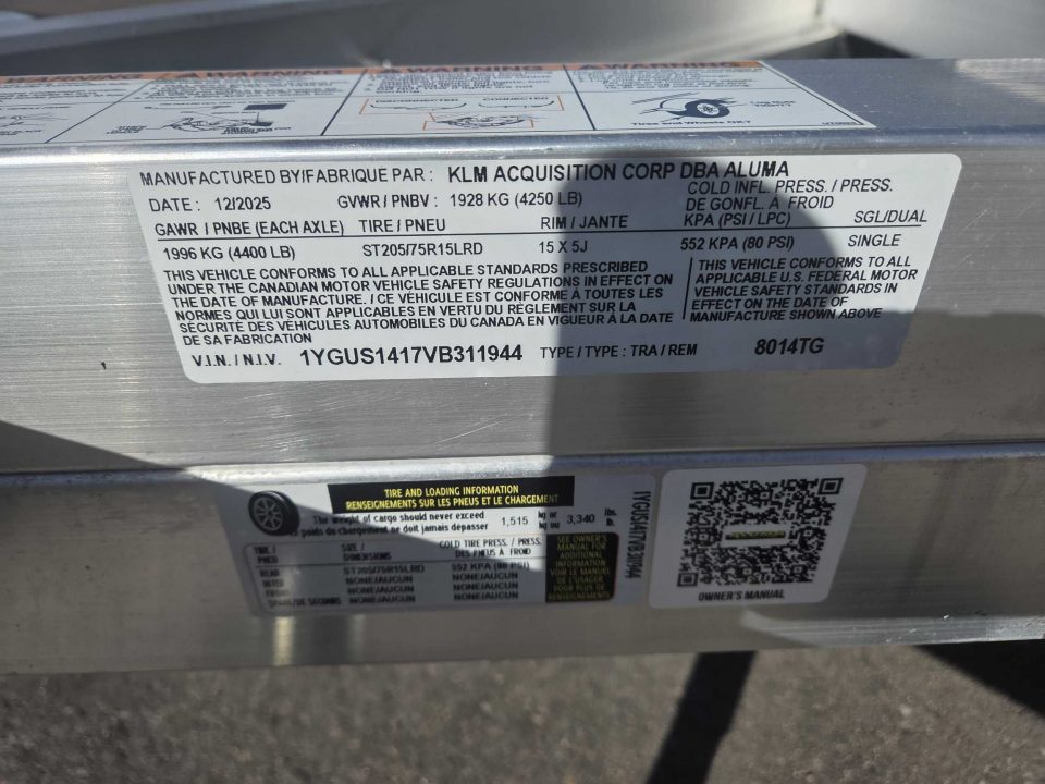 New 2027 Aluma 8014TG Utility Trailer