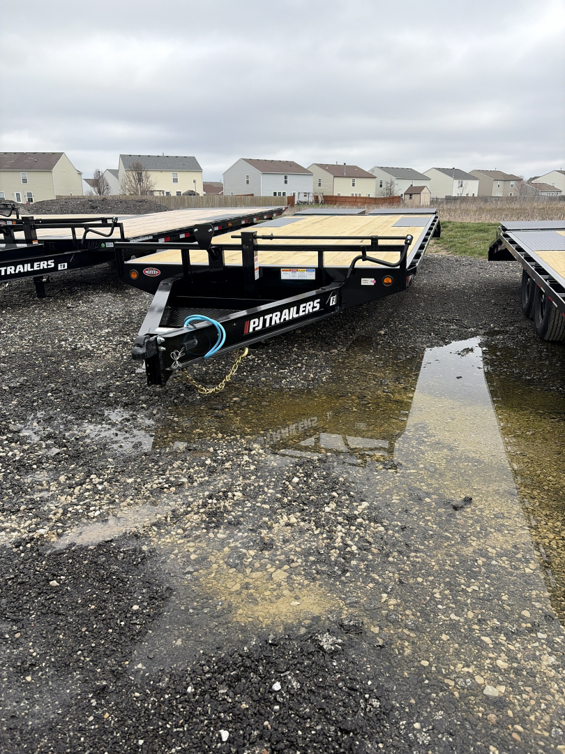 New 2026 PJ Trailers Deckover Trailer F8222 102X22 TA DOVETAIL W/ MONSTER RAMPS (GVW:14000) BLACK