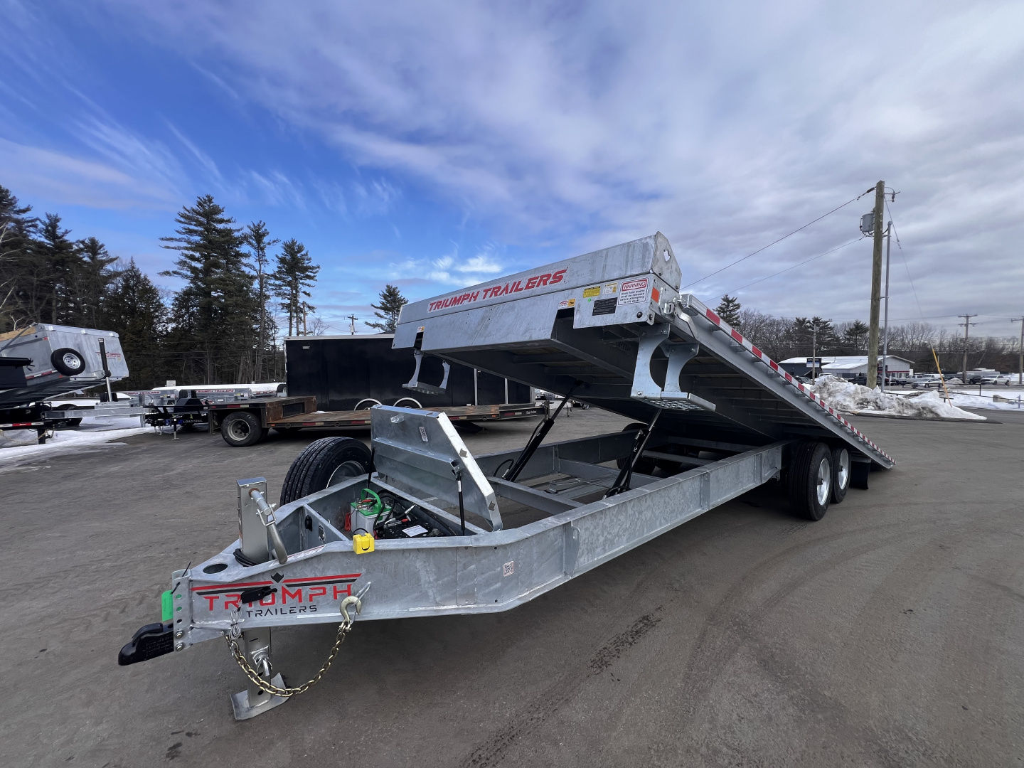 New 2026 Triumph galvanized 102x24 full power tilt deckover/10'' I-Beam / spare tire- 16k GVW