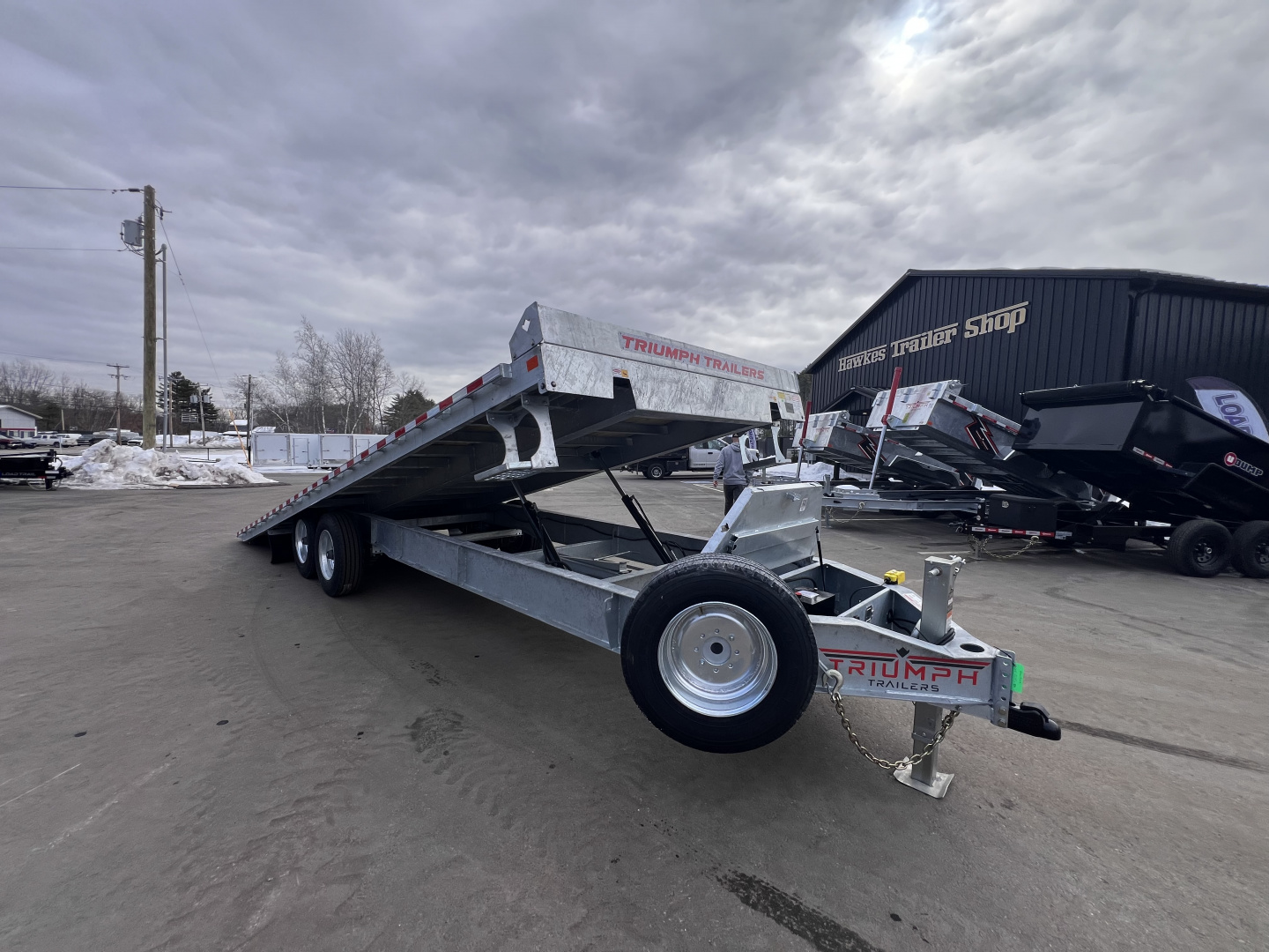 New 2026 Triumph galvanized 102x24 full power tilt deckover/10'' I-Beam / spare tire- 16k GVW