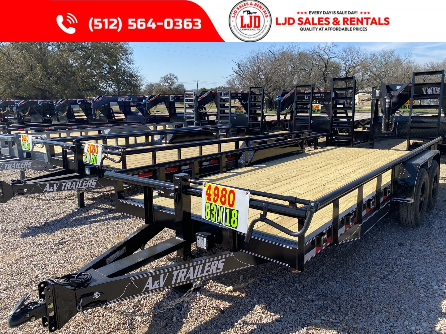 New 2026 A & V - 83" X 18' Pipe Top Equipment Trailer - 14K GVWR