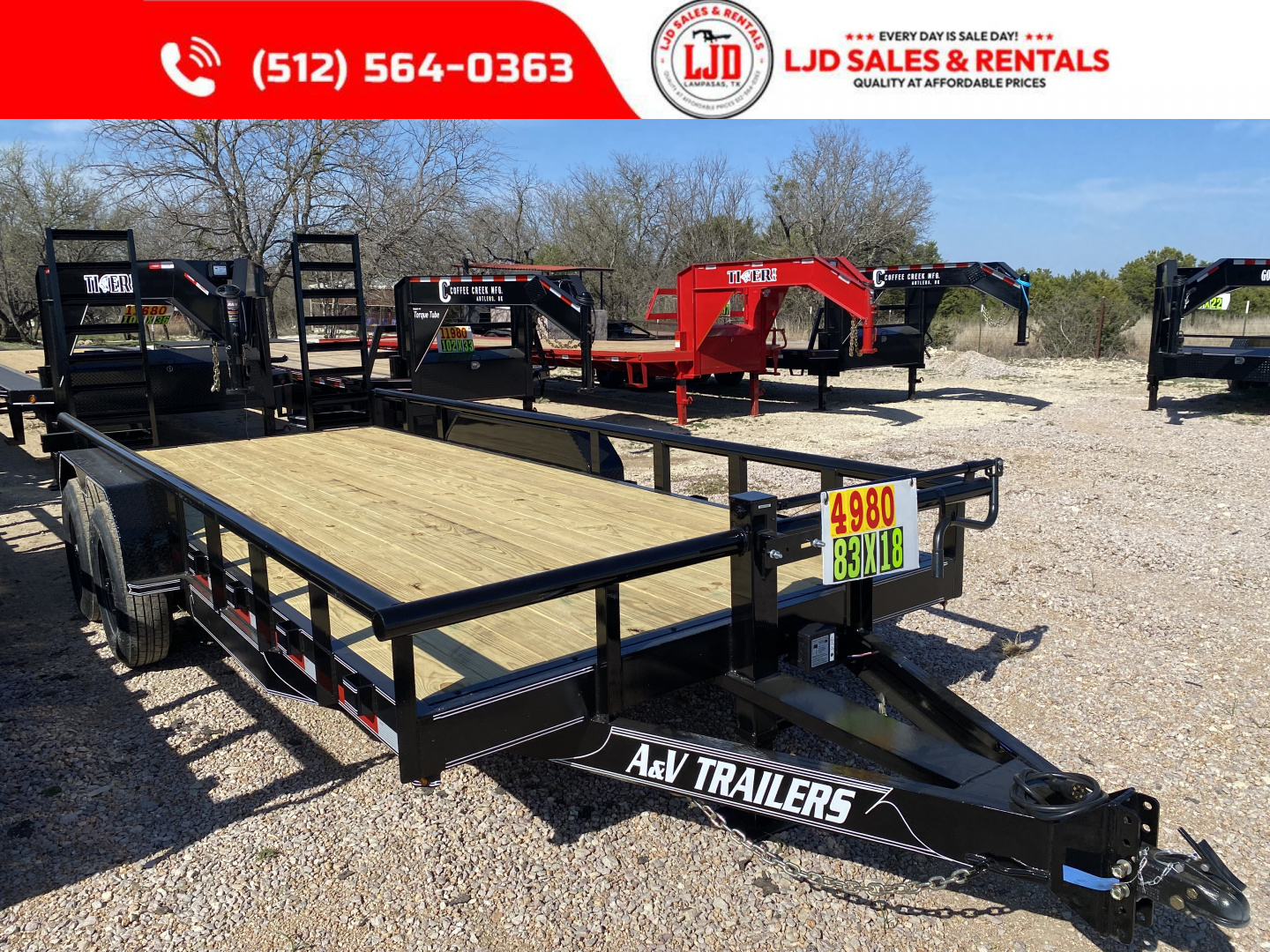 New 2026 A & V - 83" X 18' Pipe Top Equipment Trailer - 14K GVWR