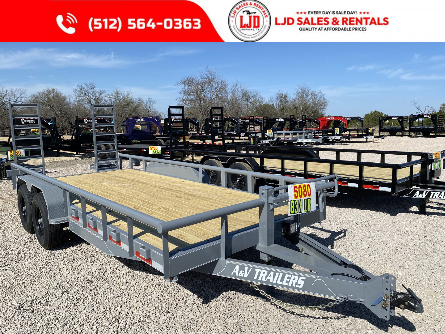 New 2026 A & V - 83" X 18' Pipe Top Equipment Trailer - 14K GVWR