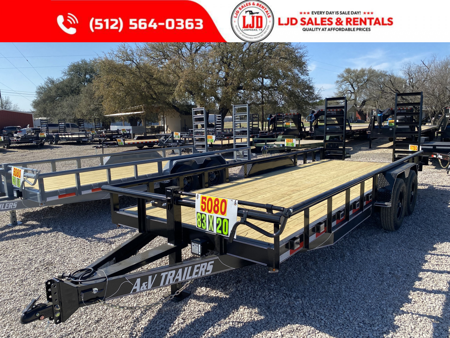New 2026 A&V- 83" X 20' - Pipe Top - Equipment Trailer