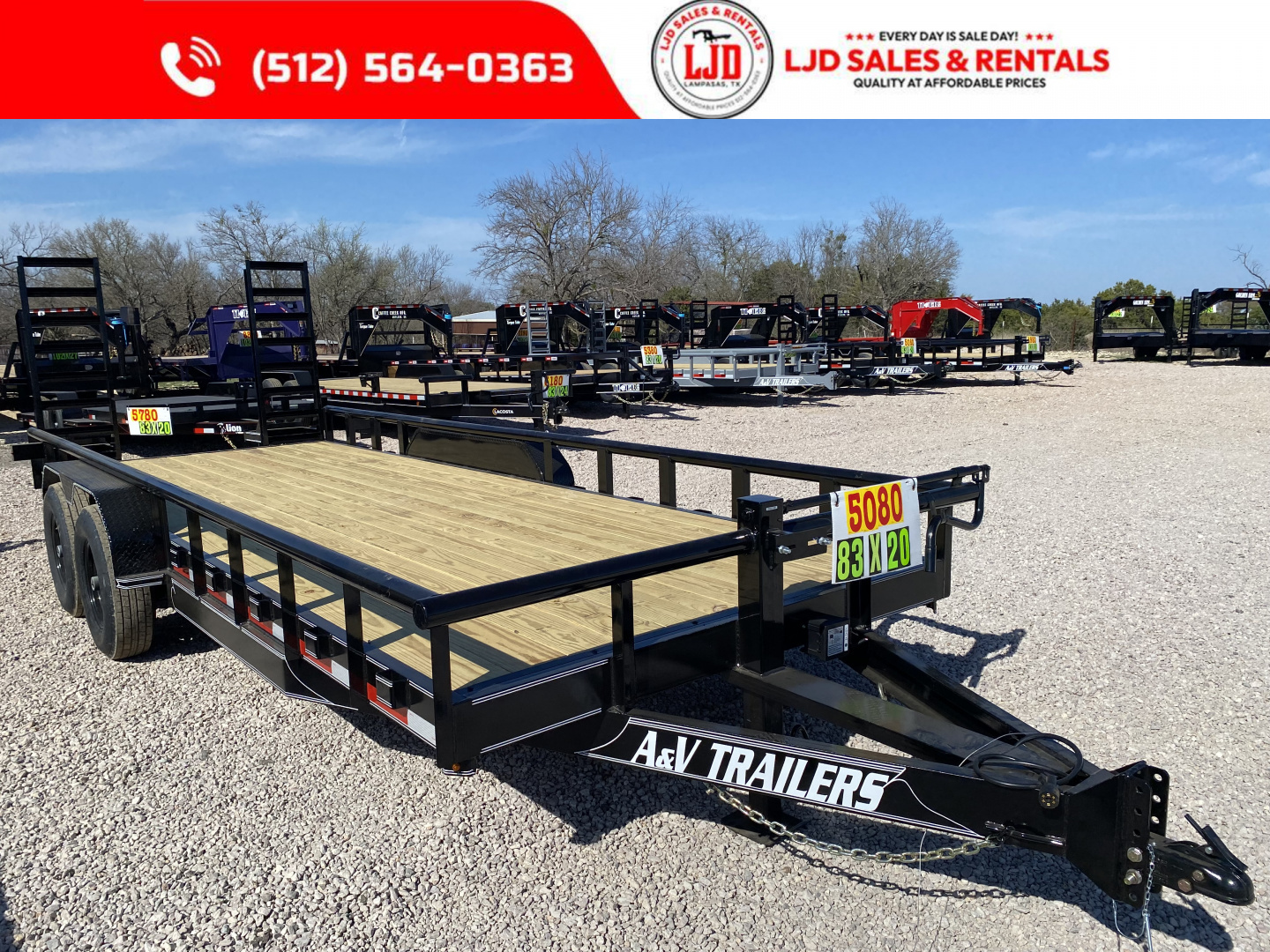 New 2026 A&V- 83" X 20' - Pipe Top - Equipment Trailer