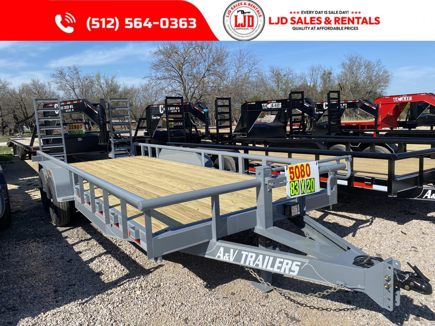 New 2026 A&V- 83" X 20' - Pipe Top - Equipment Trailer