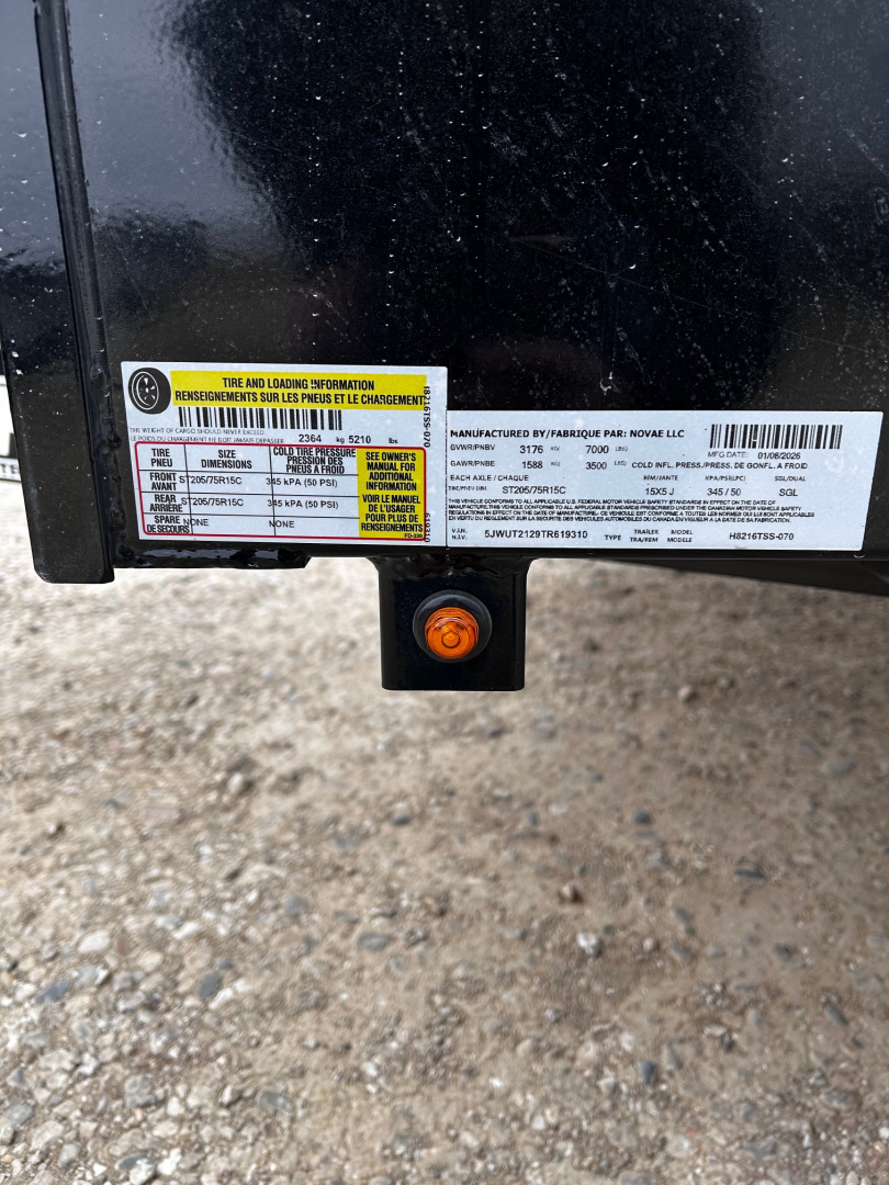 New 2026 H&H Trailers 82"X16' SOLID SIDE 7K GVWR 4' GATE Utility Trailer