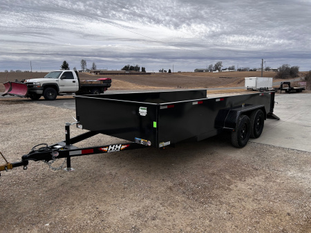 New 2026 H&H Trailers 82"X16' SOLID SIDE 7K GVWR 4' GATE Utility Trailer