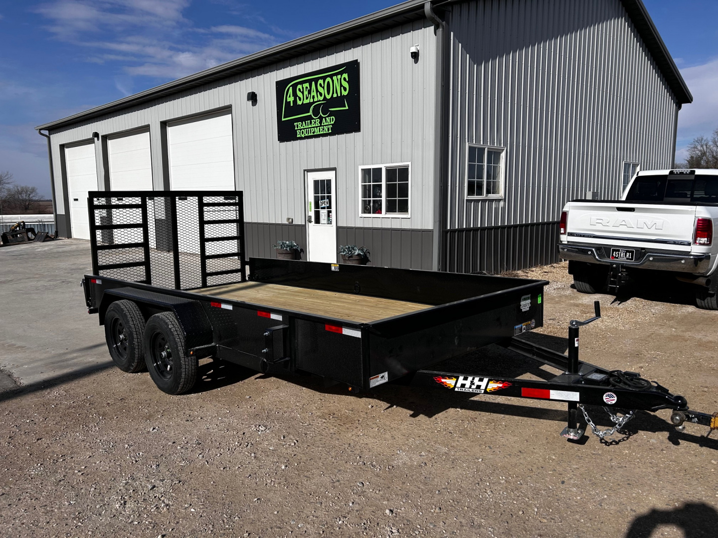 New 2026 H&H Trailers 82"X14' SOLID SIDE 7K GVWR 4' LADDER GATE Utility Trailer