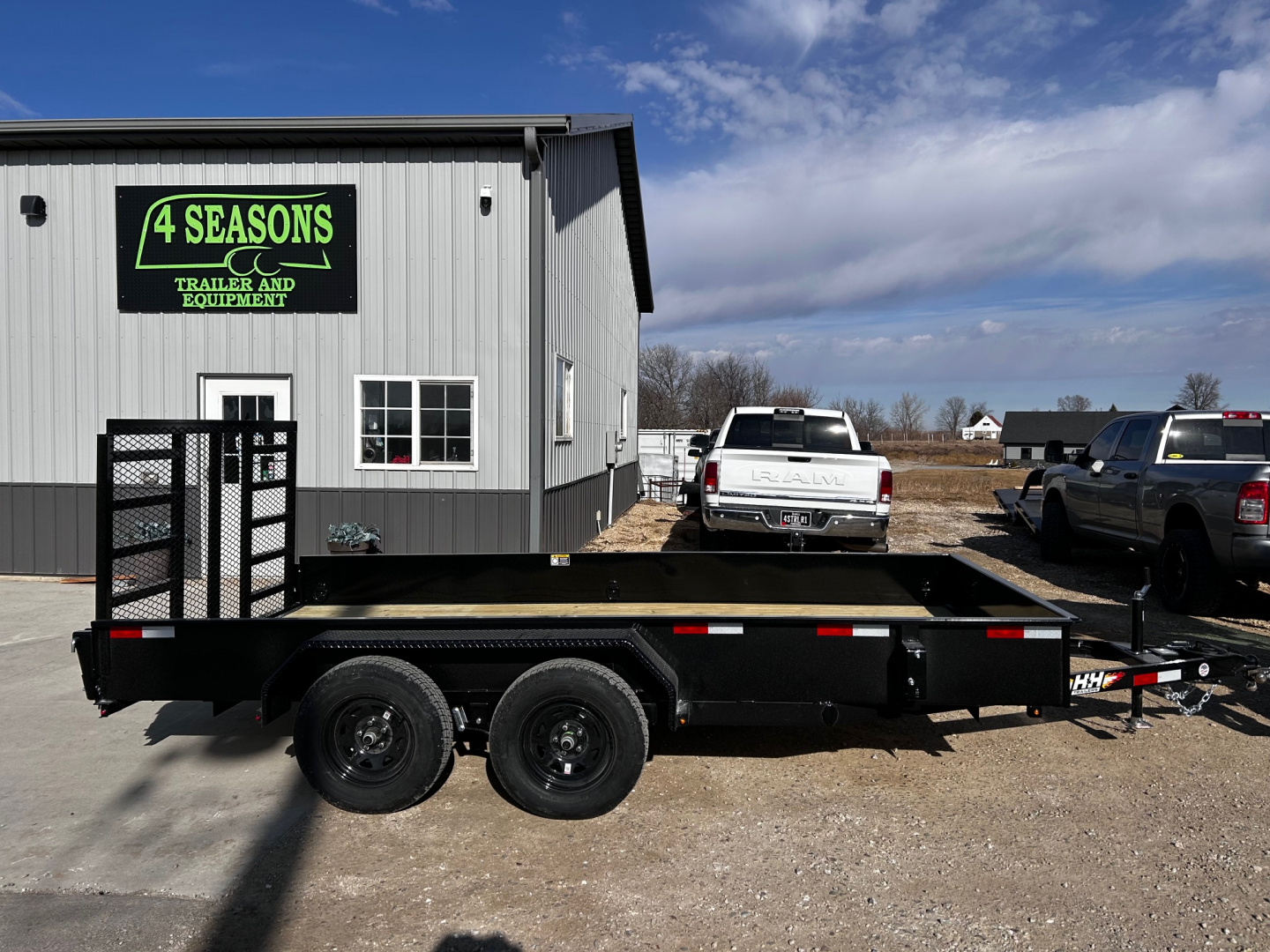 New 2026 H&H Trailers 82"X14' SOLID SIDE 7K GVWR 4' LADDER GATE Utility Trailer