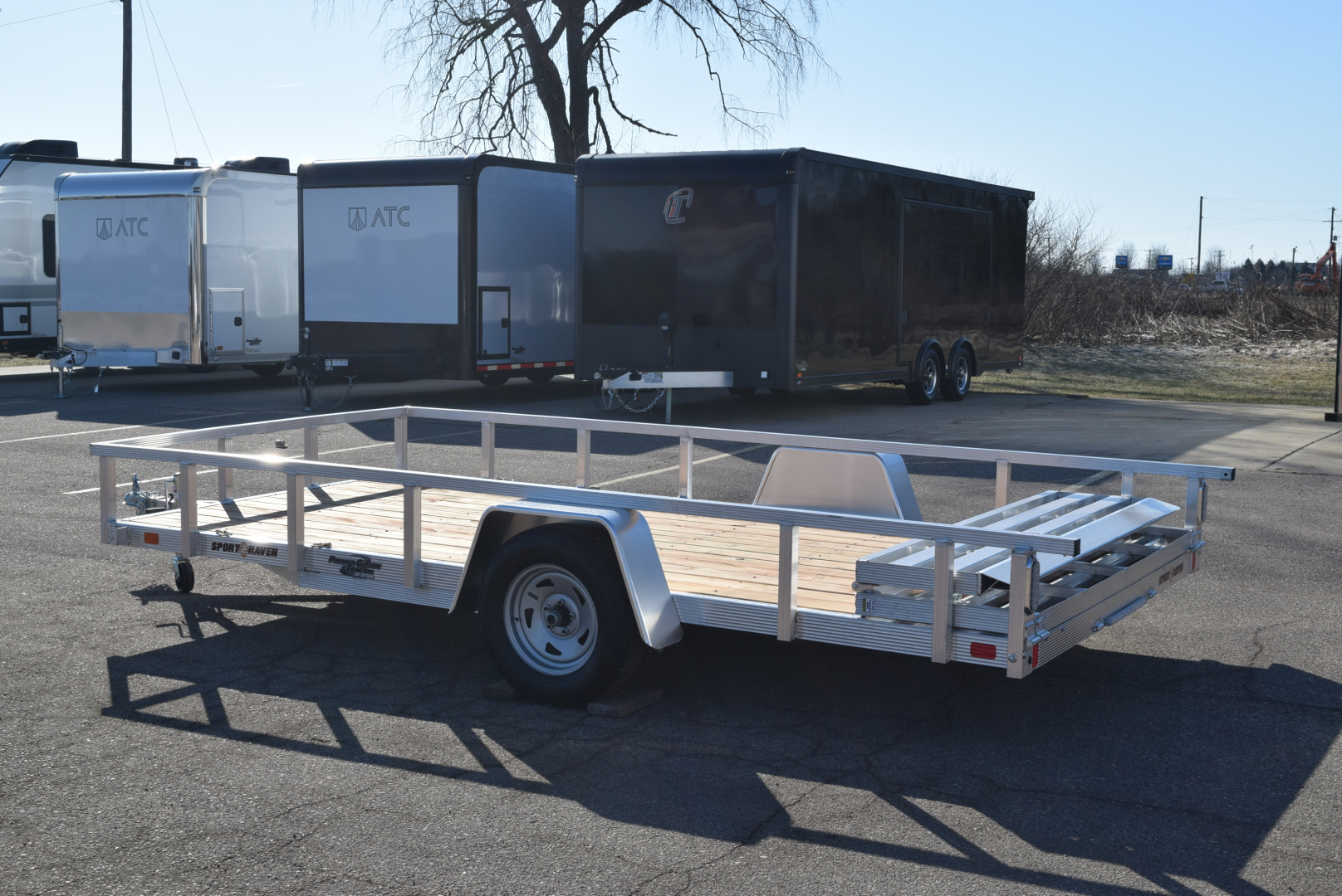 New 2026 Sport Haven 7x14 Aluminum Utility Trailer W/ BI-FOLD RAMP GATE