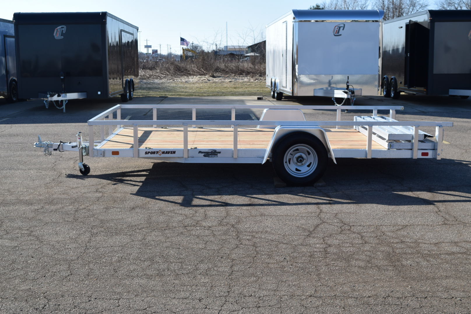 New 2026 Sport Haven 7x14 Aluminum Utility Trailer W/ BI-FOLD RAMP GATE