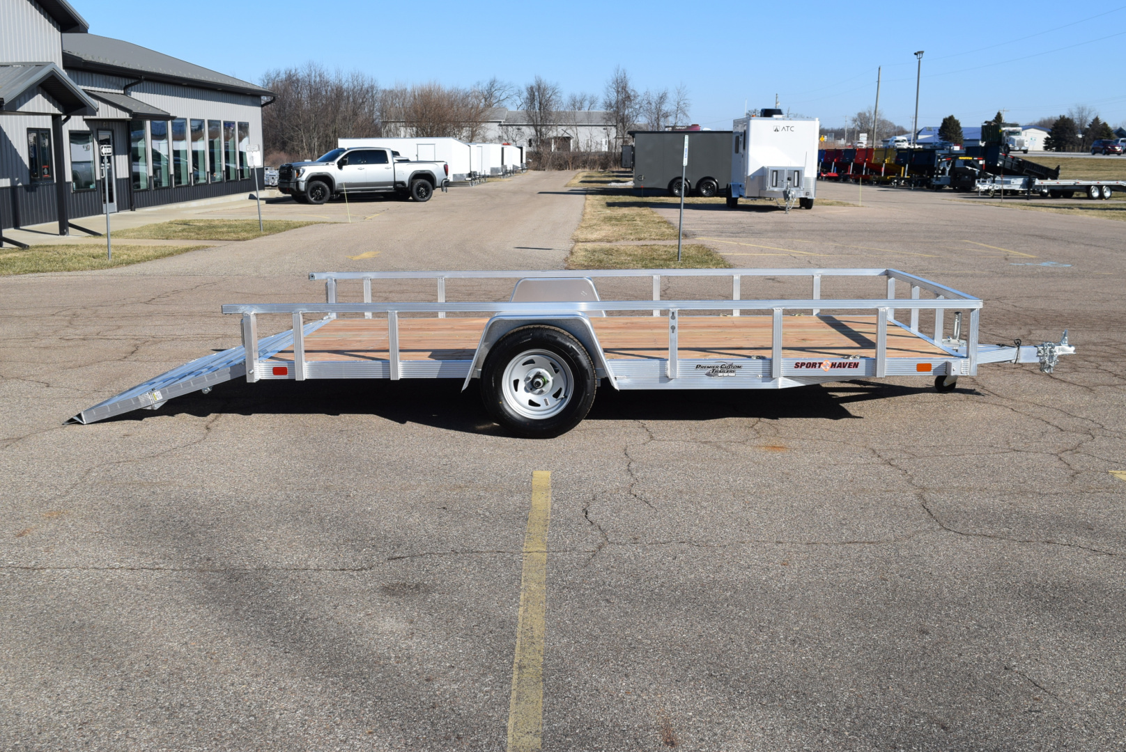 New 2026 Sport Haven 7x14 Aluminum Utility Trailer W/ BI-FOLD RAMP GATE