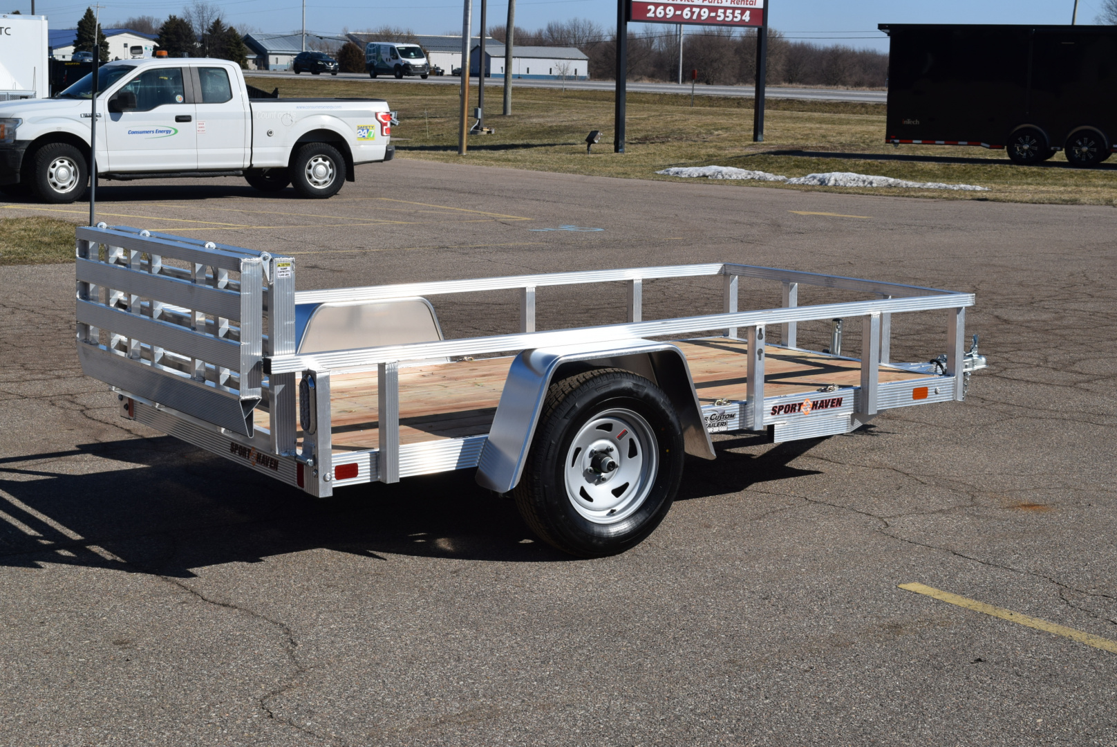New 2026 Sport Haven 5x10 Aluminum Utility Trailer W/ BI-FOLD RAMP GATE