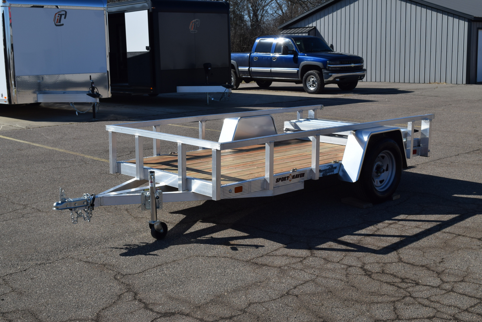 New 2026 Sport Haven 5x10 Aluminum Utility Trailer W/ BI-FOLD RAMP GATE