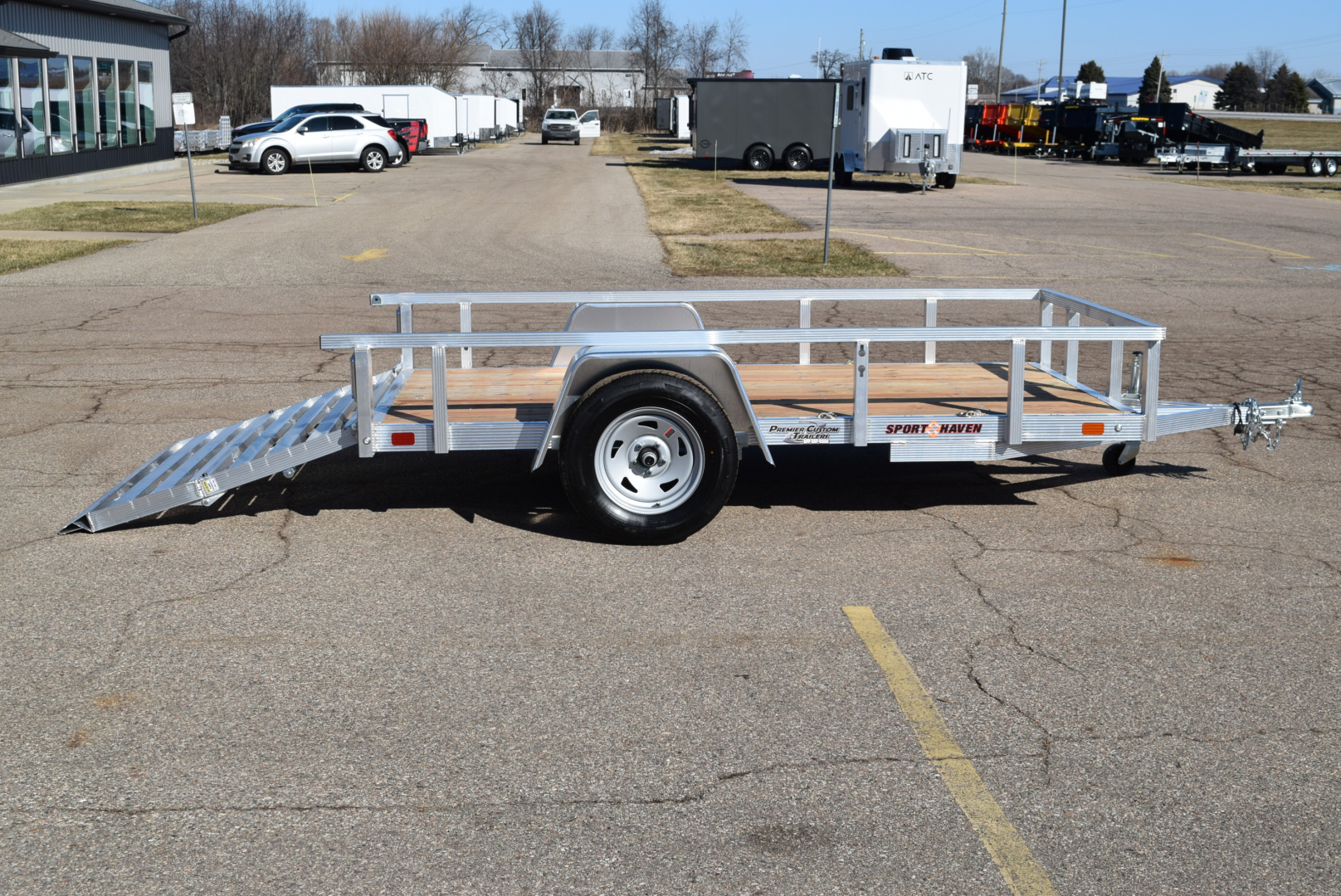New 2026 Sport Haven 5x10 Aluminum Utility Trailer W/ BI-FOLD RAMP GATE