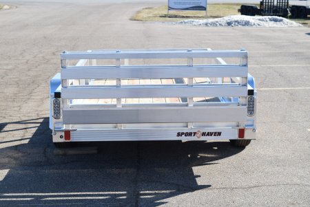 New 2026 Sport Haven 5x10 Aluminum Utility Trailer W/ BI-FOLD RAMP GATE