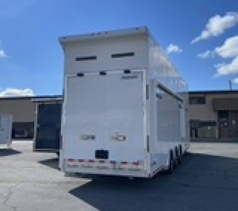 New Haulmark NEW 85X32 ALUMINUM STACKER WITH ESCAPE DOOR ENCLOSED RACE TRAILER Car / Racing Trailer TWO CAR HAULER DELIVERY OUT OF UTAH!!