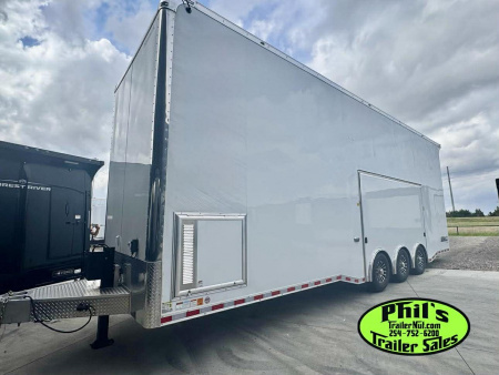 New Haulmark NEW 85X32 ALUMINUM STACKER WITH ESCAPE DOOR ENCLOSED RACE TRAILER Car / Racing Trailer TWO CAR HAULER DELIVERY OUT OF UTAH!!