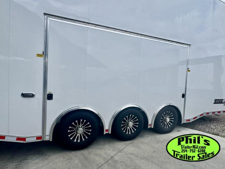 New Haulmark NEW 85X32 ALUMINUM STACKER WITH ESCAPE DOOR ENCLOSED RACE TRAILER Car / Racing Trailer TWO CAR HAULER DELIVERY OUT OF UTAH!!