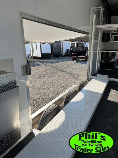 New Haulmark NEW 85X32 ALUMINUM STACKER WITH ESCAPE DOOR ENCLOSED RACE TRAILER Car / Racing Trailer TWO CAR HAULER DELIVERY OUT OF UTAH!!