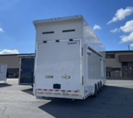 New Haulmark NEW 85X32 ALUMINUM STACKER WITH ESCAPE DOOR ENCLOSED RACE TRAILER Car / Racing Trailer TWO CAR HAULER DELIVERY OUT OF UTAH!!