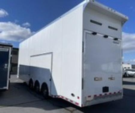 New Haulmark NEW 85X32 ALUMINUM STACKER WITH ESCAPE DOOR ENCLOSED RACE TRAILER Car / Racing Trailer TWO CAR HAULER DELIVERY OUT OF UTAH!!
