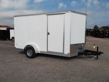 New 2026 Covered Wagon Trailers 7x12 Cargo / Enclosed Trailer / Extra Wide Ramp / RV Side Door / 6'6  Interior / LEDs / .080 White Poly Core