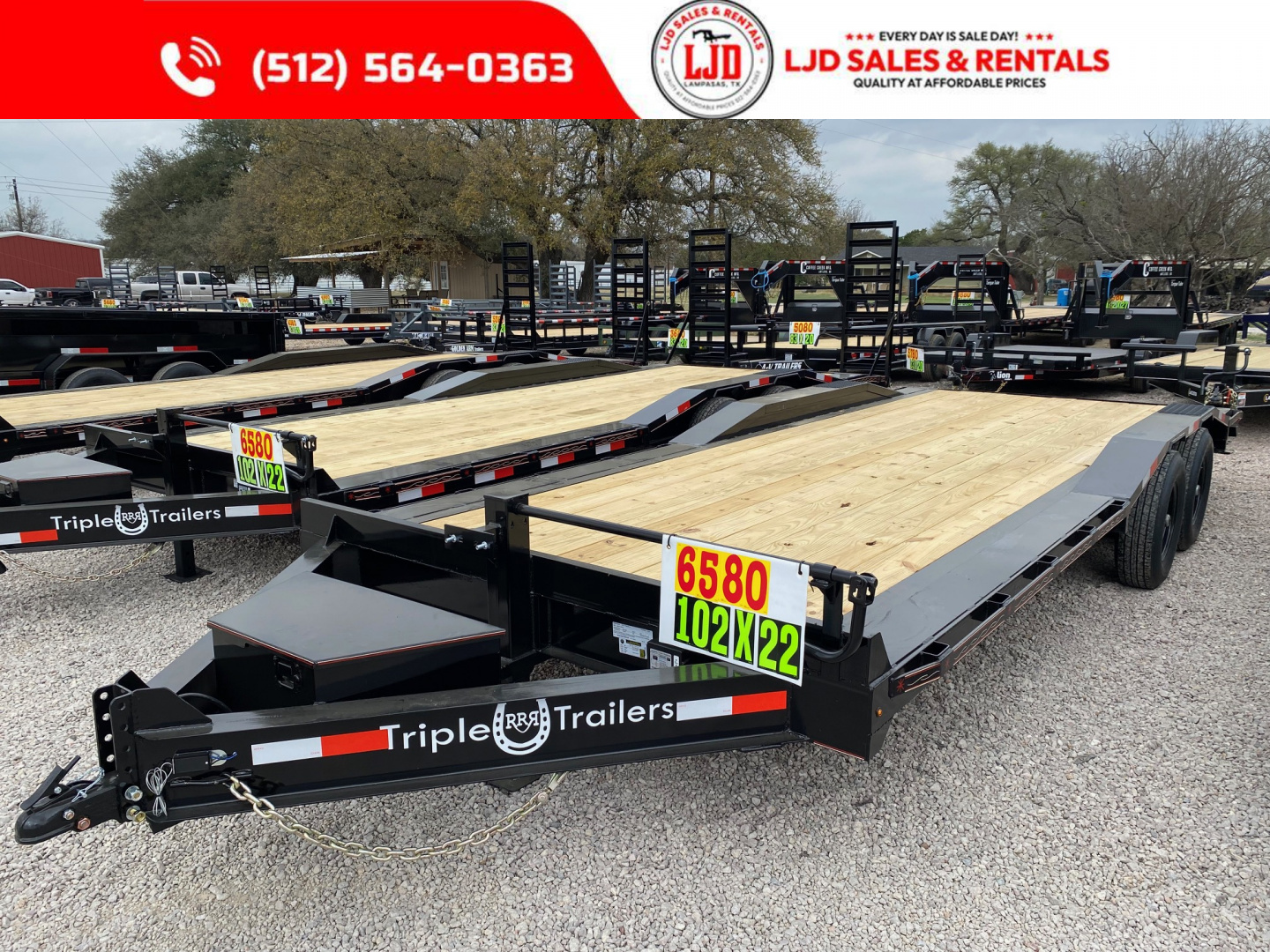 New 2026 Triple R - Drive Over Fender - 102" x 22' - Equipment Trailer - 14K GVWR