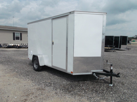 New 2026 Covered Wagon Trailers 6x12 Cargo / Enclosed Trailer / Extra Wide Ramp / .030 White Skin