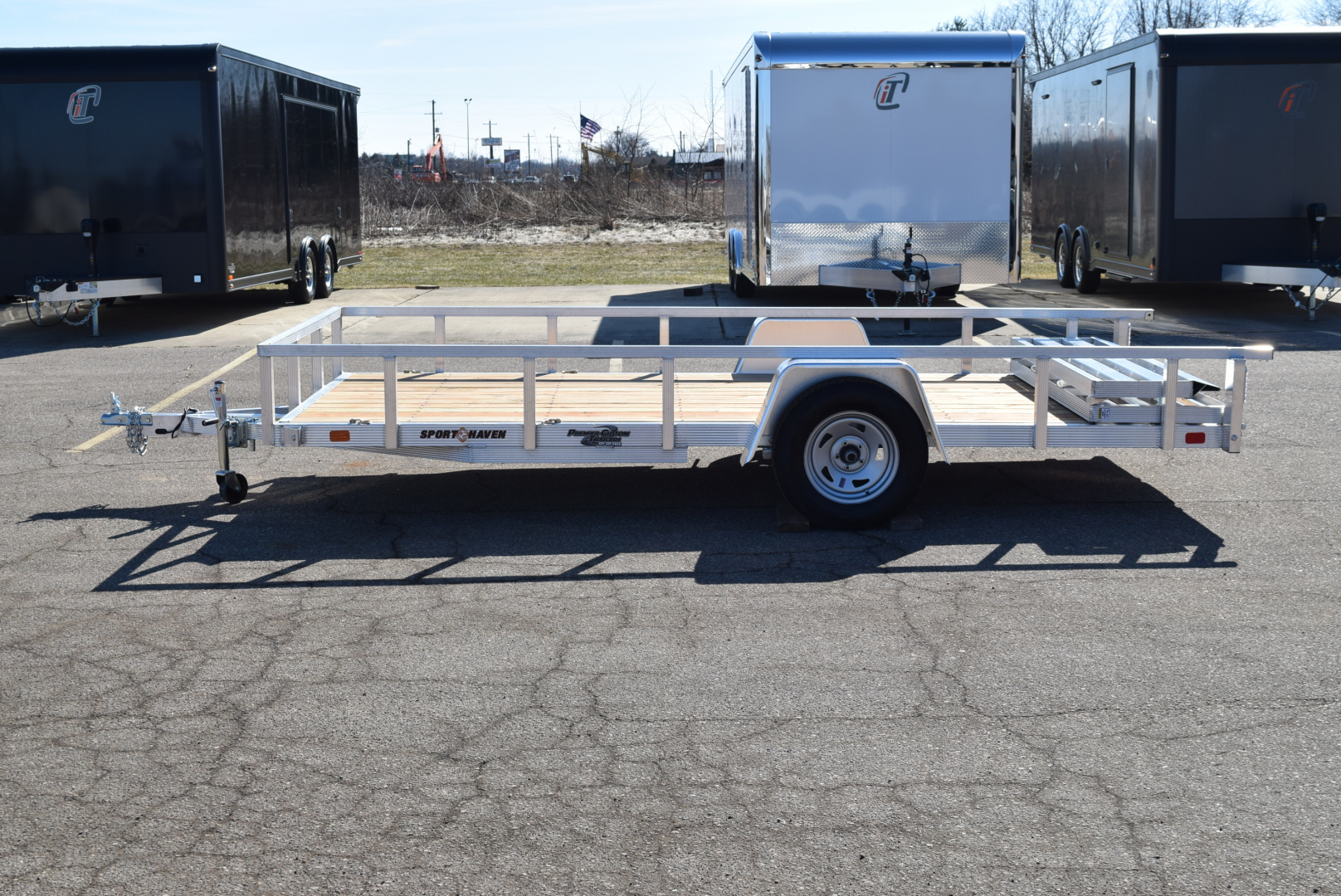 New 2026 Sport Haven 6x14 Aluminum Utility Trailer W/ BI-FOLD RAMP GATE