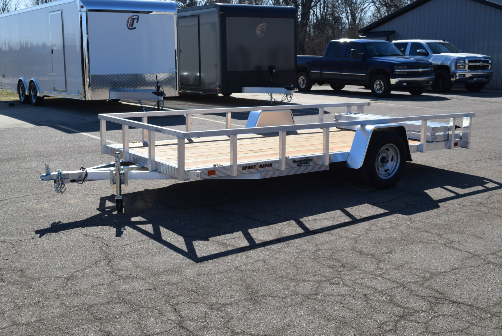 New 2026 Sport Haven 6x14 Aluminum Utility Trailer W/ BI-FOLD RAMP GATE