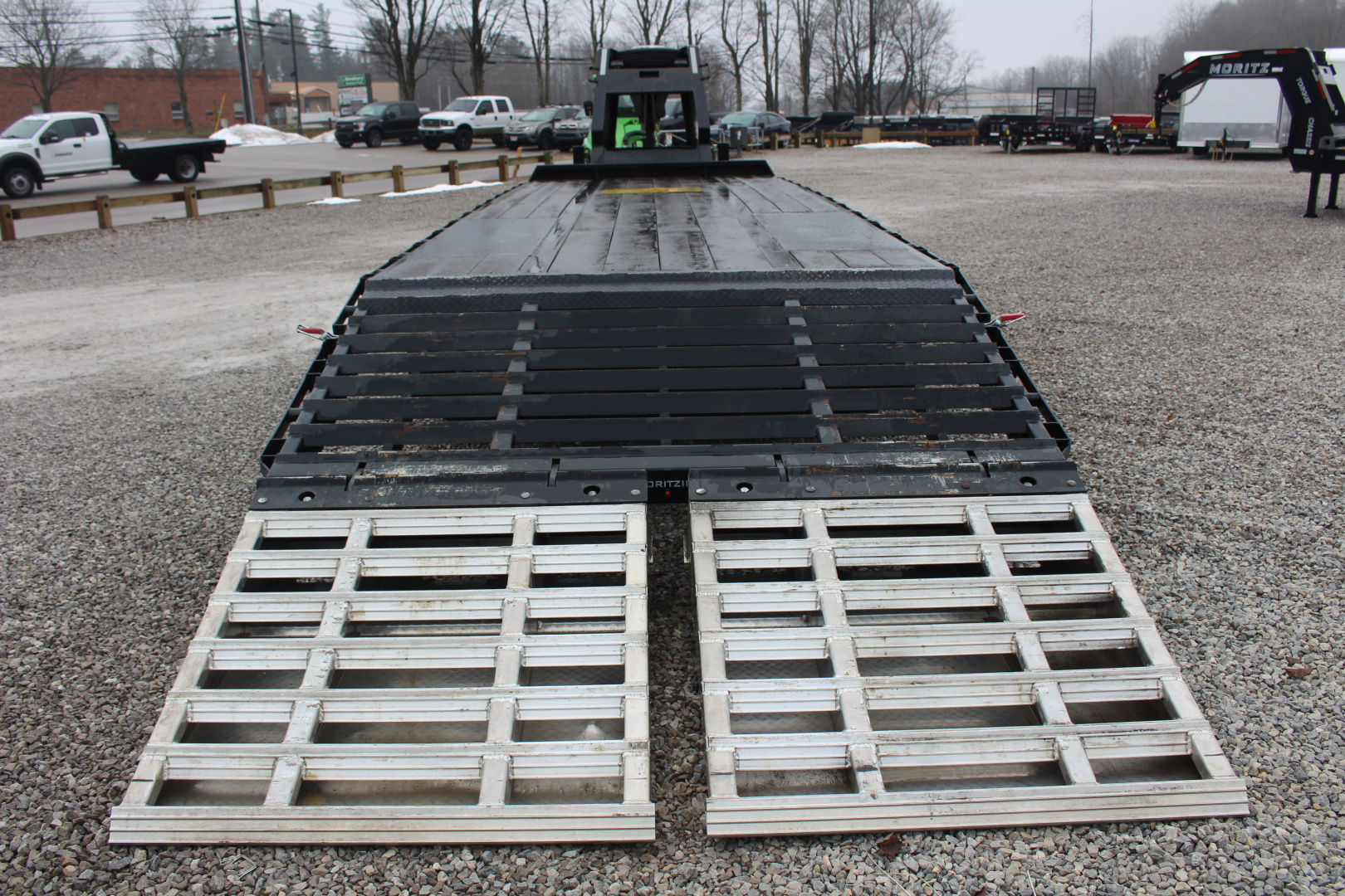 Used 2024 Moritz FDGH DT 25' + 5' GOOSENECK Deckover Flatbed Trailer- Full Width Aluminum Ramps- 25900# GVW