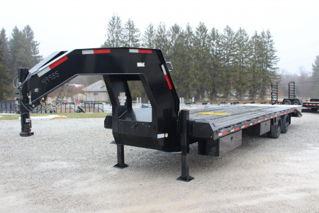 Used 2024 Moritz FDGH DT 25' + 5' GOOSENECK Deckover Flatbed Trailer- Full Width Aluminum Ramps- 25900# GVW