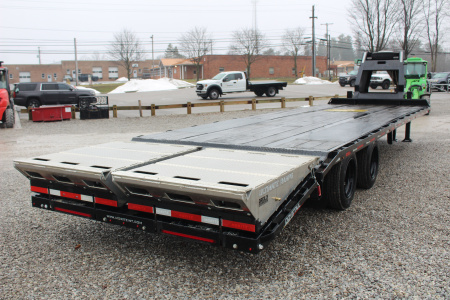 Used 2024 Moritz FDGH DT 25' + 5' GOOSENECK Deckover Flatbed Trailer- Full Width Aluminum Ramps- 25900# GVW