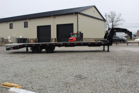 Used 2024 Moritz FDGH DT 25' + 5' GOOSENECK Deckover Flatbed Trailer- Full Width Aluminum Ramps- 25900# GVW