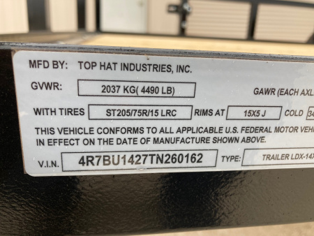 New 2026 Top Hat 14'X77" LDX Utility Trailer